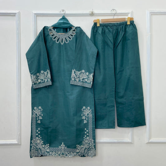Eid Edit: Embroidered 3PC (Premium Cotton) D-463