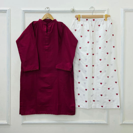 Sweetheart Embroidered 2PC (Premium Cotton) D-462