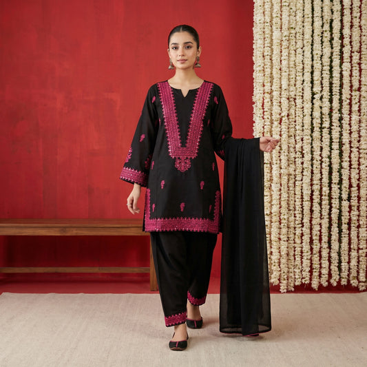 Foil Work Bliss Embroided D-454 Cotton Lawn