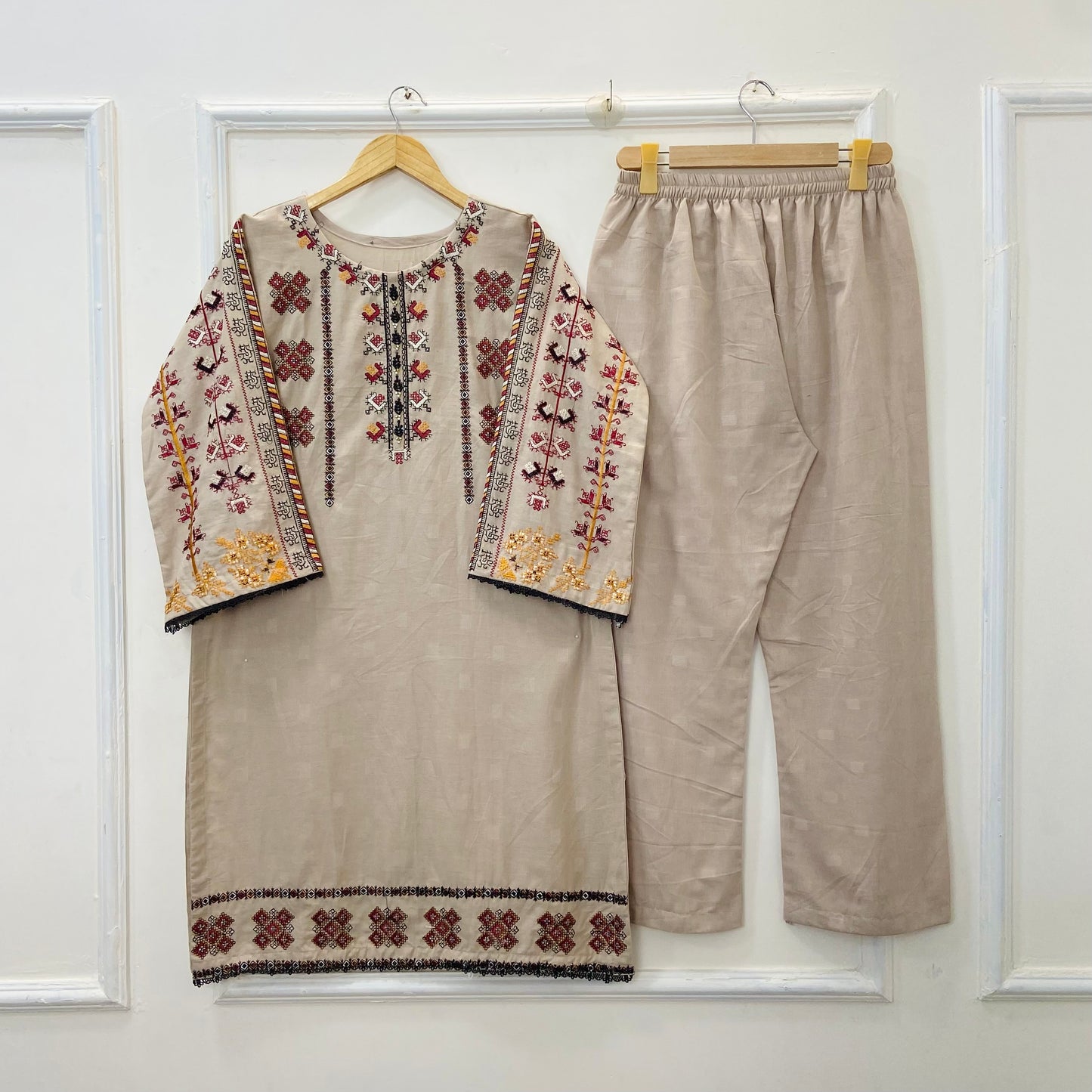Rainbow Embroidered 2pC (Premium Cotton) D-396