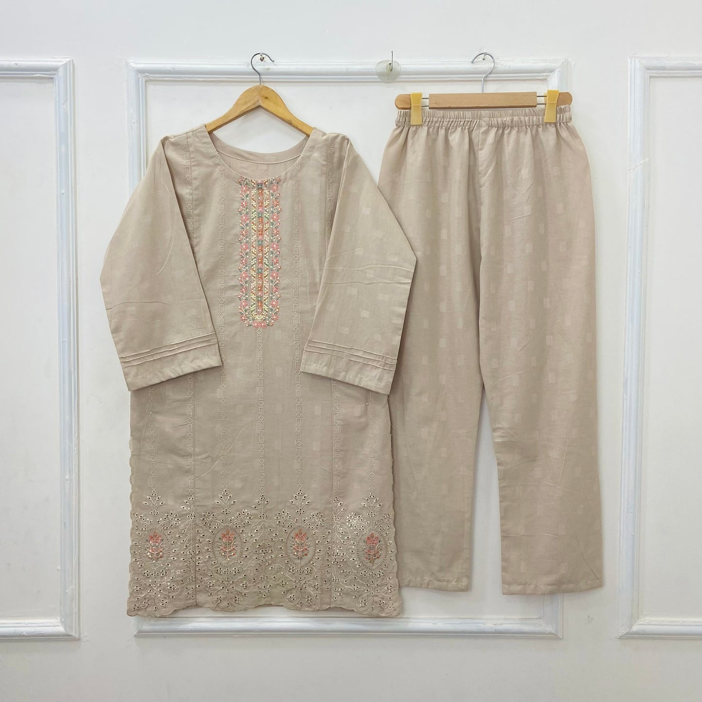 Beige Beauty Embroidered 2PC (Premium Cotton) D-413