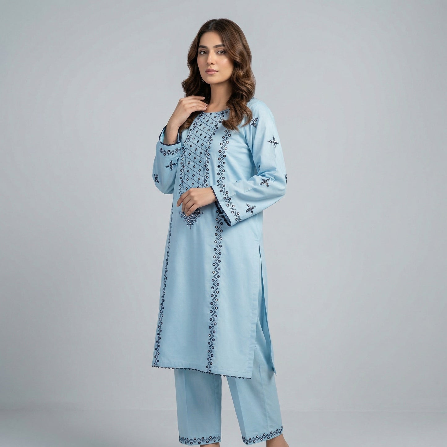 Sequins Embroidered | 2PC Cotton D-569