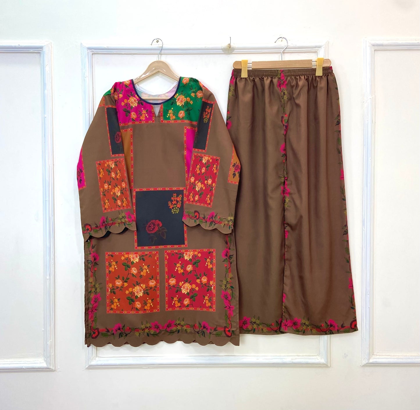 Brown Fiesta Co-Ord Set (Swiss Silk) (Best Seller) D-228