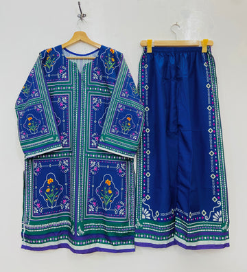 Blue Whisper Co-Ord Set (Swiss Silk) D-140