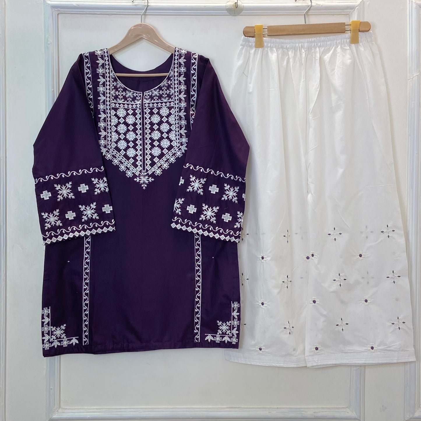Dual Tone Embroidered 2PC (Premium Cotton) D-361