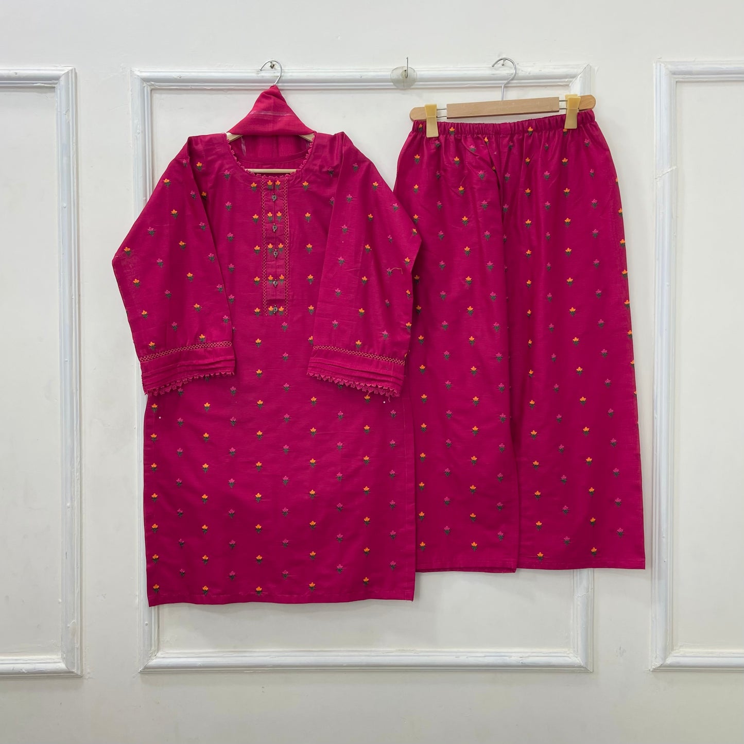 Tulip Embroidered 3PC (Premium Cotton) D-442