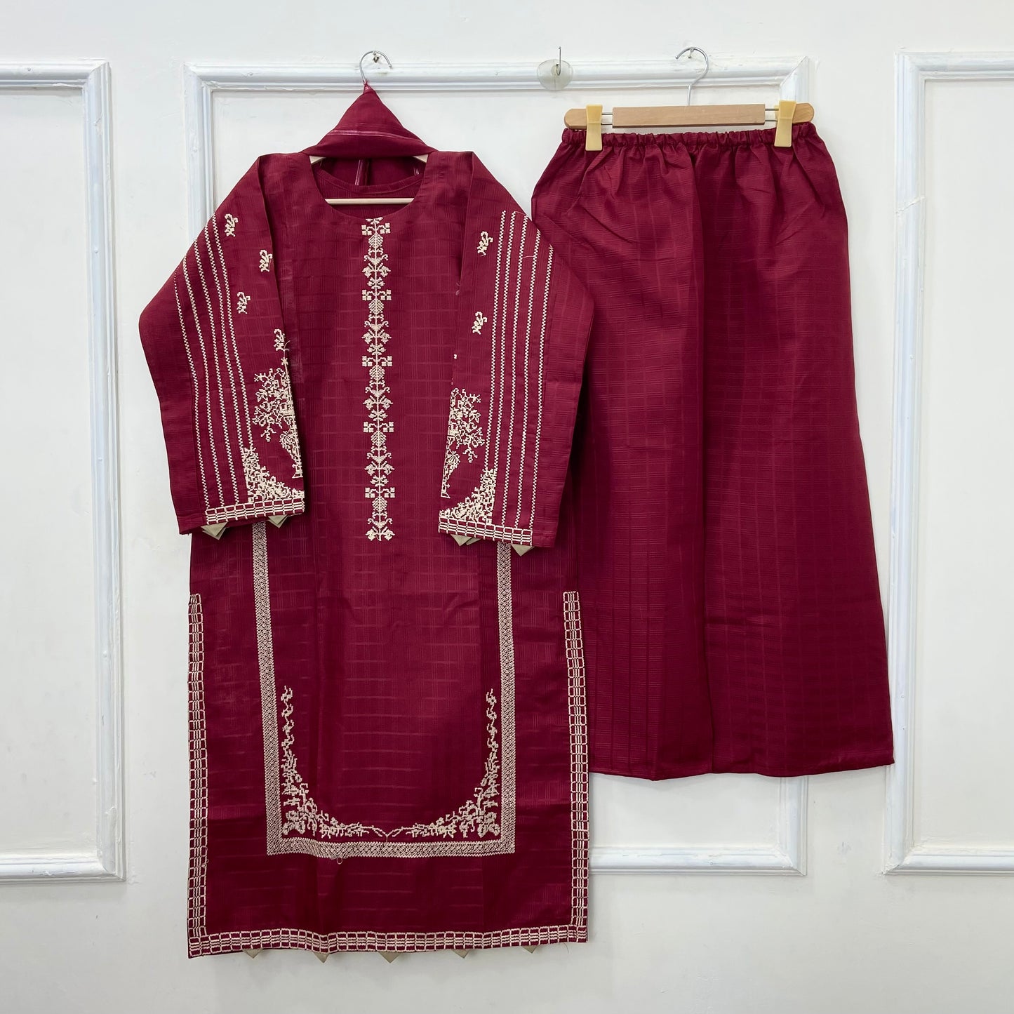 Eid Edit: Embroidered 3PC (Premium Cotton) D-456