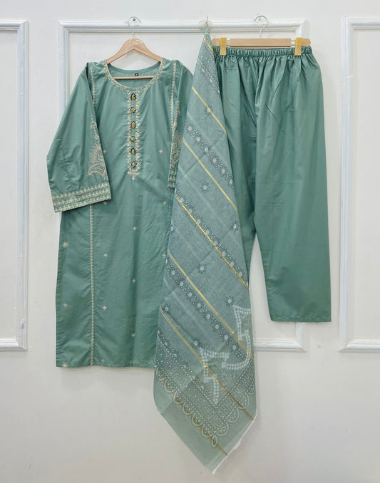 Long Embroidered | 3PC Cotton D-563