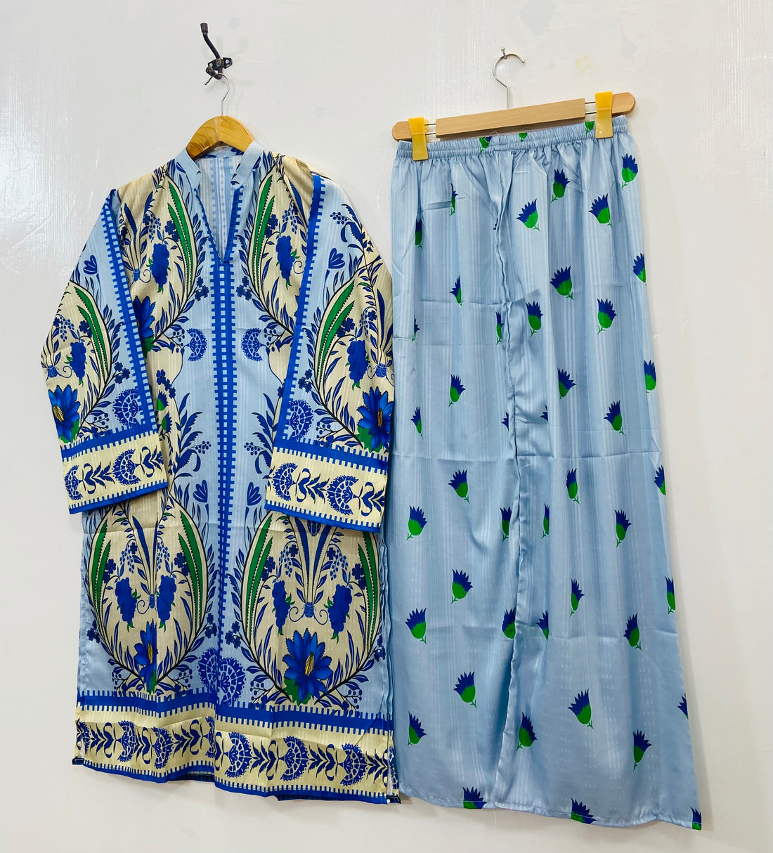 Blue Garden Co-Ord Set (Swiss Silk) D-133