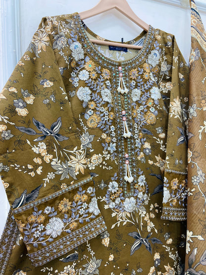 Formal A-line | Frock 3PC Lawn D-592