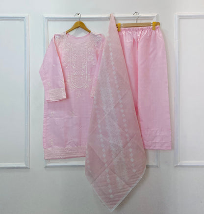 Sequins Embroidered 3PC (Premium Cotton) D-373