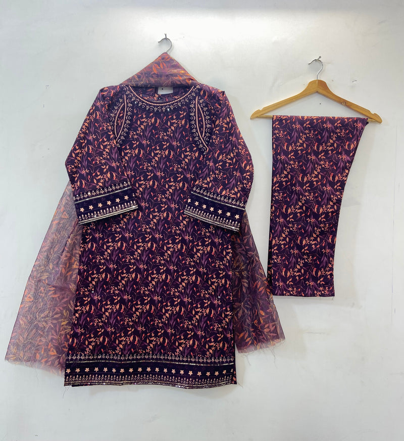 Embroidered 3PC "Best Selling" (Lawn) 14