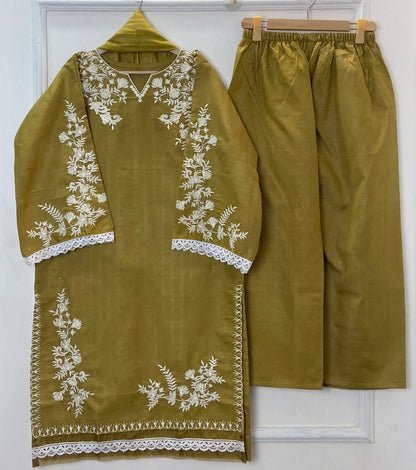 Jall Embroidered 3PC (Premium Cotton) Hit Code D-359