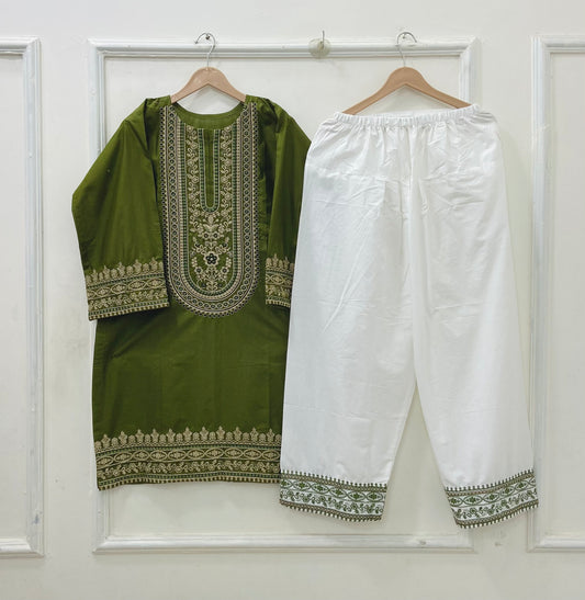 Olive Matcha | Farshi 2PC Cotton D-623