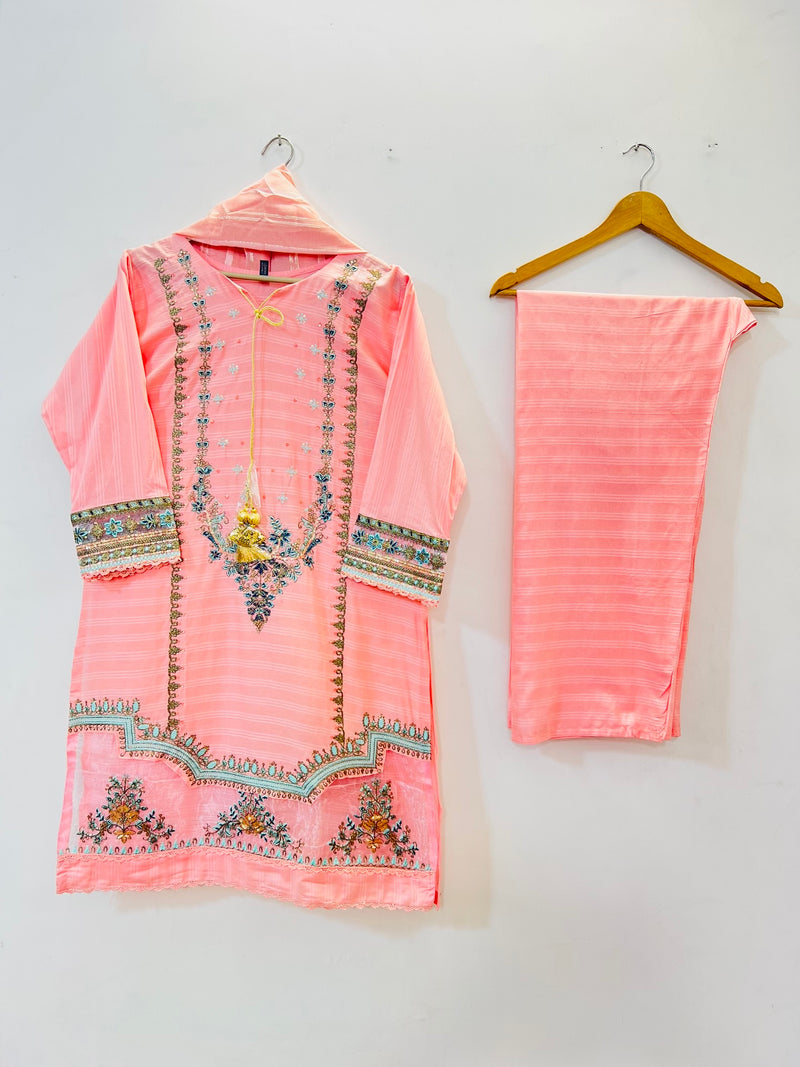 Embroidered 3PC (Cotton Lawn) 03-Light Pink