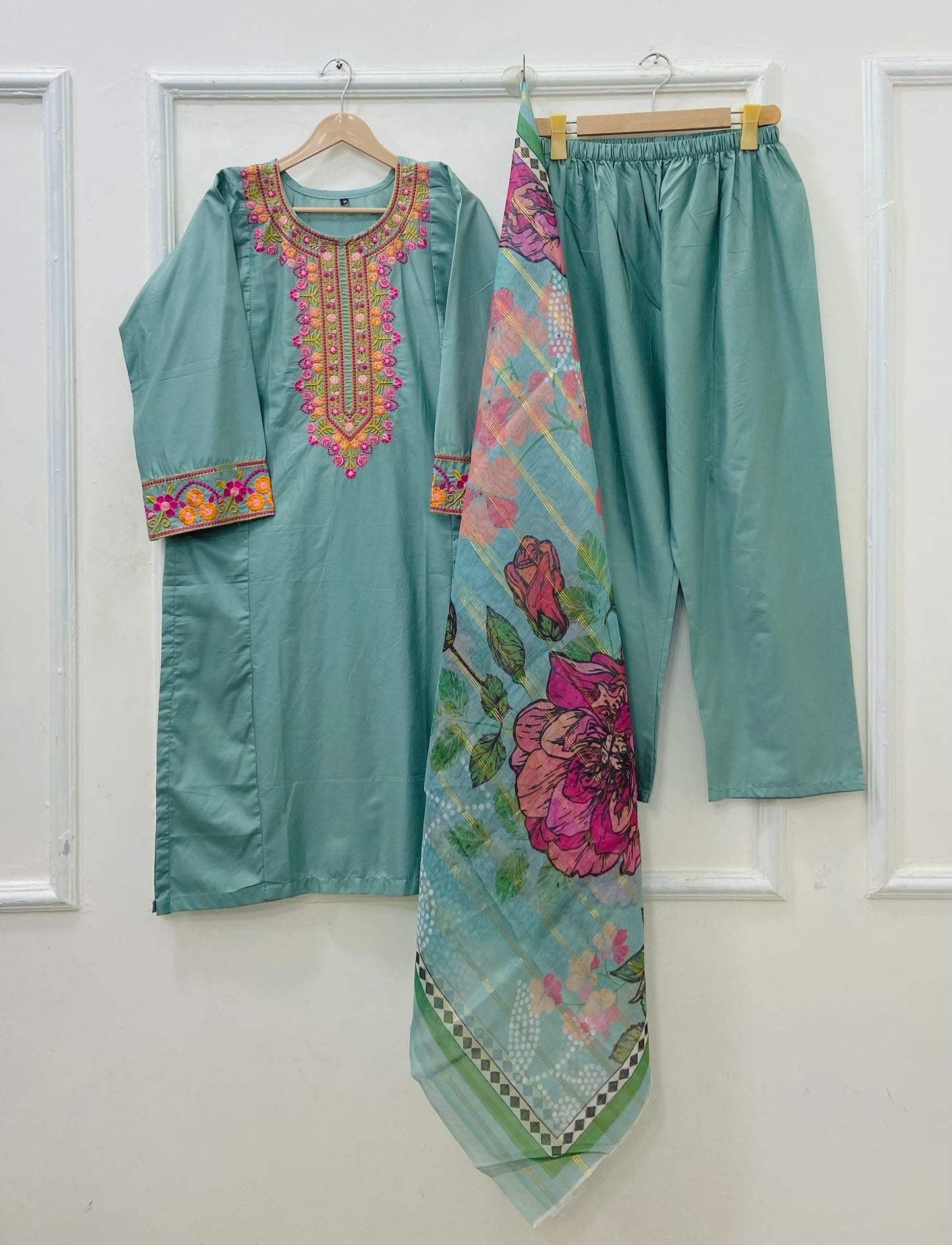 Long Embroidered | 3PC Cotton D-547