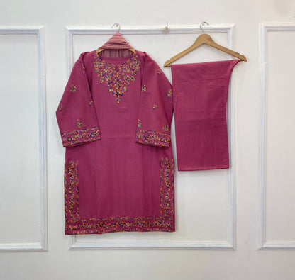 Multi Embroidered 3PC (Khaddar) D-218