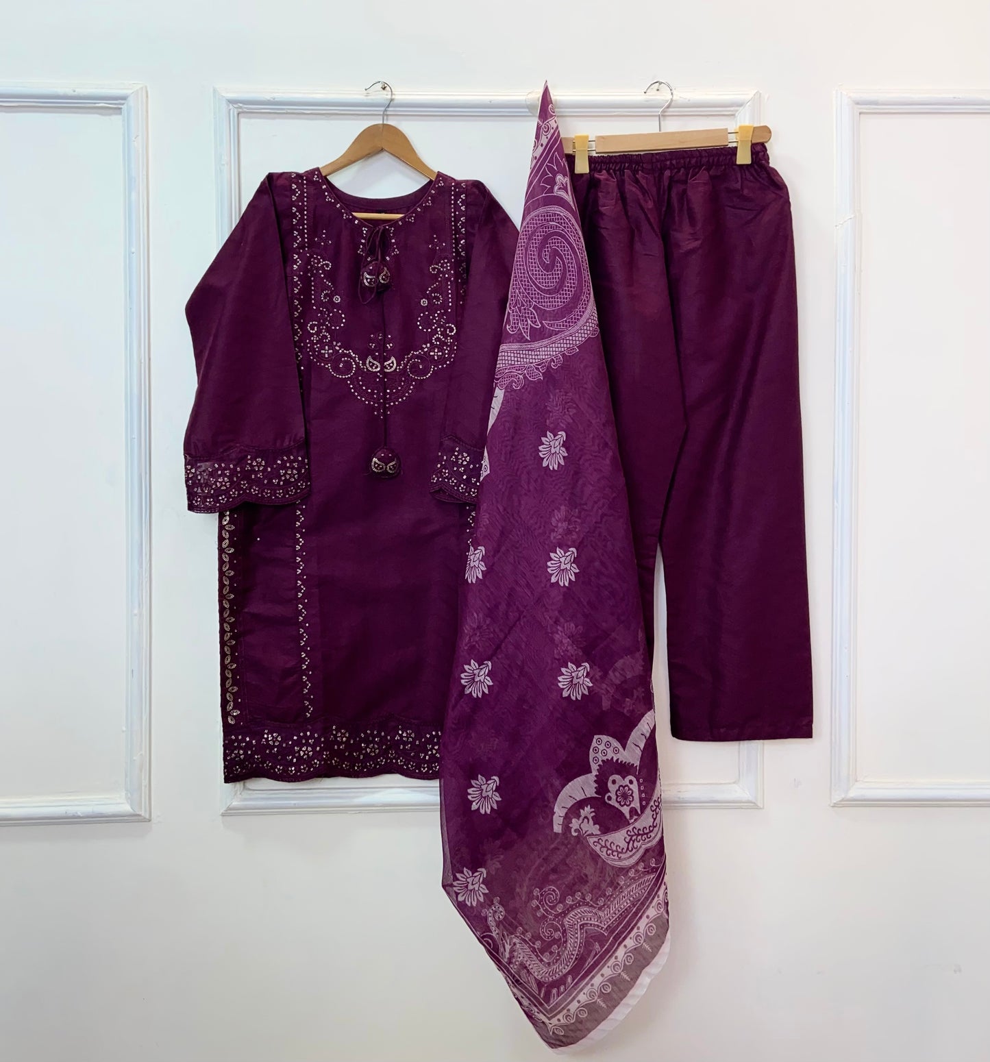 Eid Luxe Embroidered 3PC (Premium Cotton) D-365