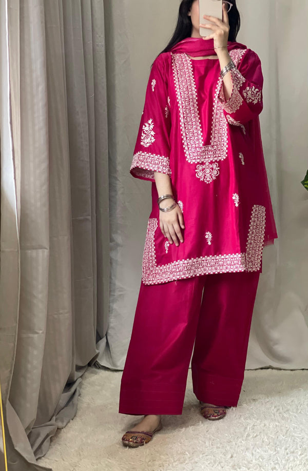 Embroidered Farshi 3PC (Cotton Lawn) D-29