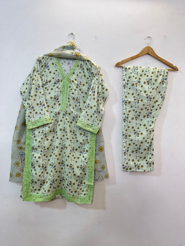 Embroidered 3PC (Lawn) 01-Pistachio