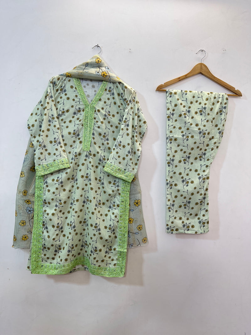 Embroidered 3PC (Lawn) 01-Pistachio