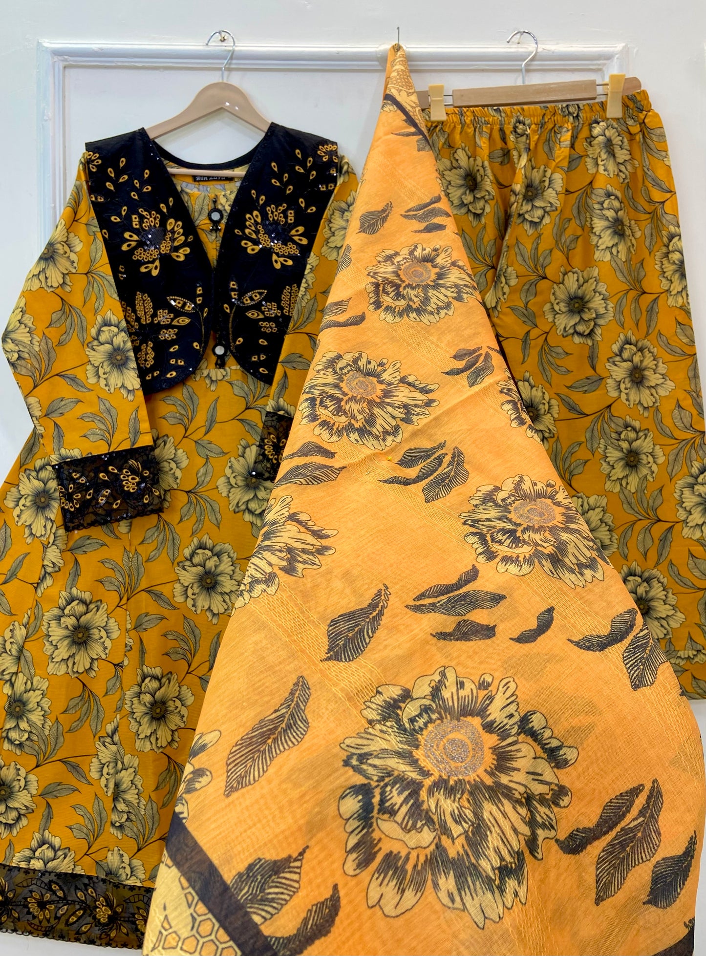 Eid Embroidered Frock 3PC (Premium Cotton) D-457