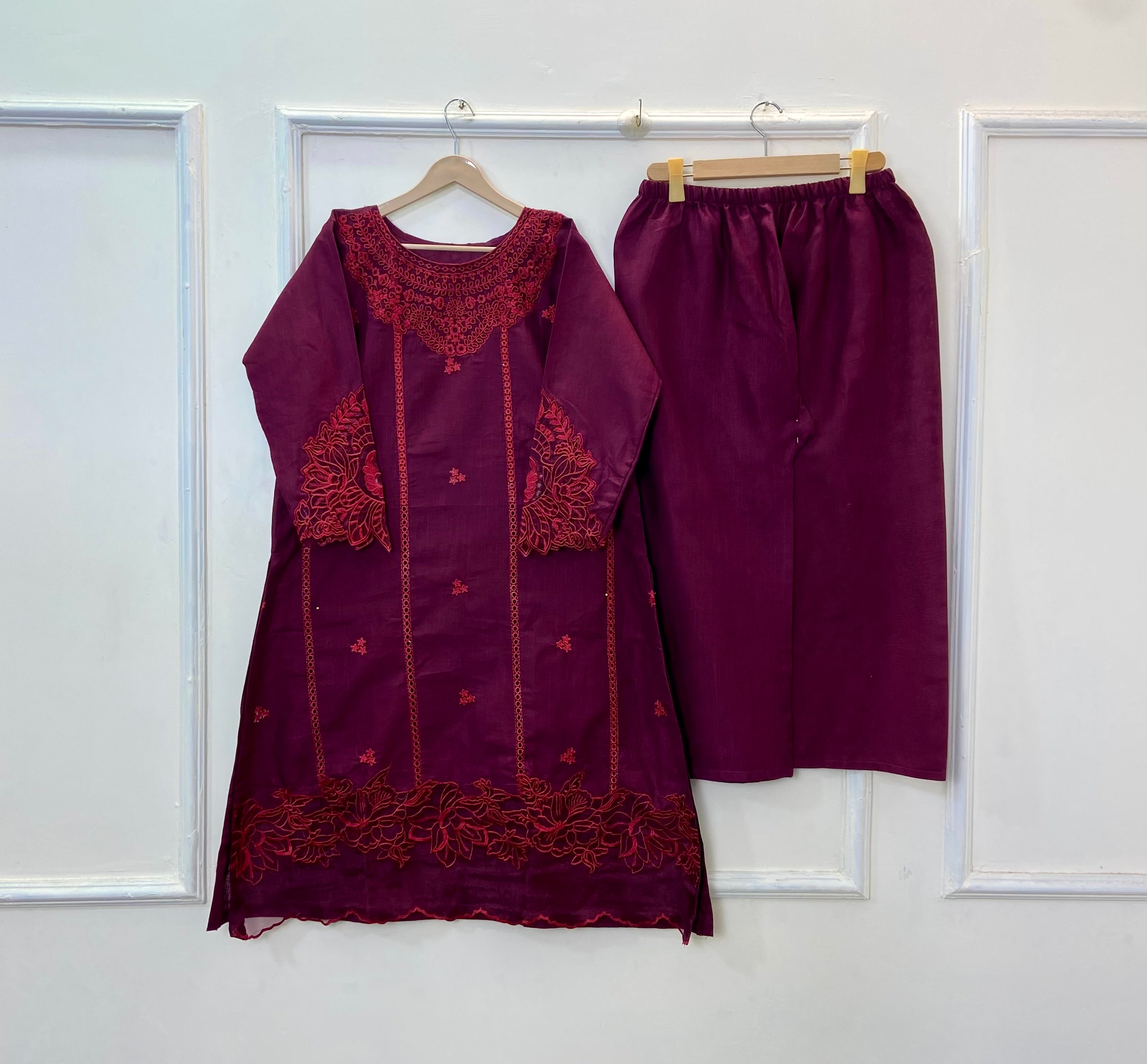 Premium Majesty Wine 2PC (Khaddar) (Hot Selling) D-248