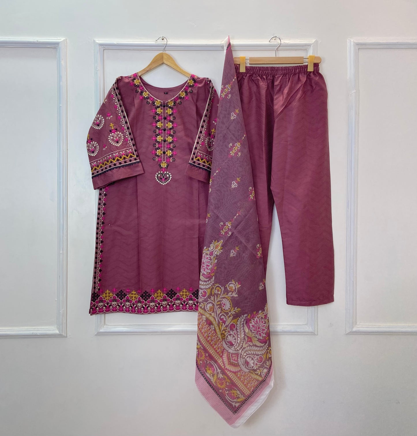Gorgeously Embroidered 3PC (Premium Cotton) D-355