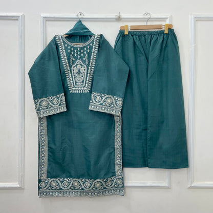 Eid Edit: Embroidered 3PC (Premium Cotton) D-450