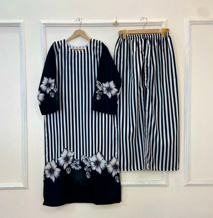 Black Swan Co-Ord Set 2PC (Swiss Silk) D-205