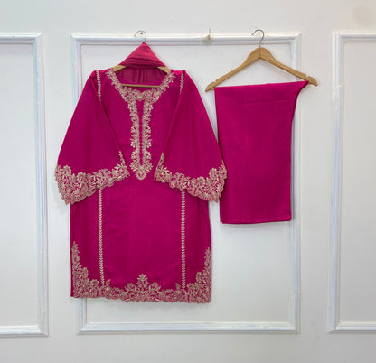 Front Back Cutwork Embroidered 3PC (Khaddar) D-327