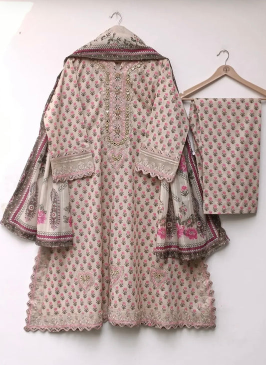 Eid Edit Premium Lawn Long frock 3PC