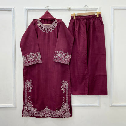 Eid Edit: Embroidered 3PC (Premium Cotton) D-463