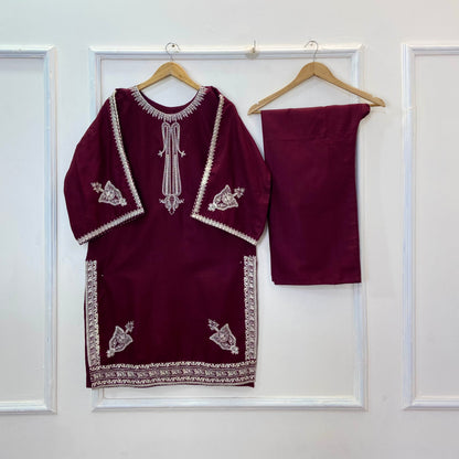 Front & Back Embroidered 2PC (Khaddar) D-320