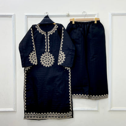 Long-Length Embroidered 3PC (Cotton) D-420