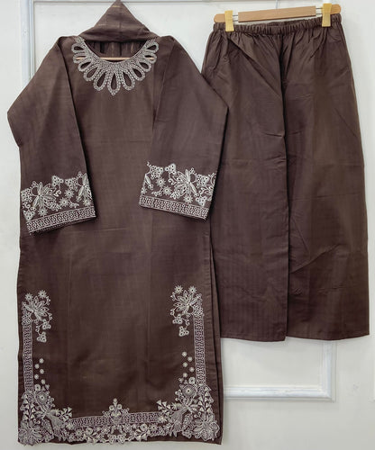 Eid Edit: Embroidered 3PC (Premium Cotton) D-463