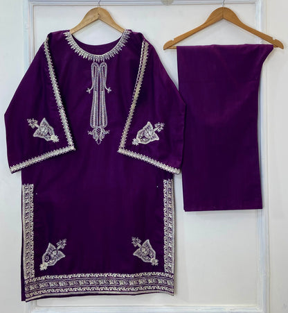 Front & Back Embroidered 2PC (Khaddar) D-320