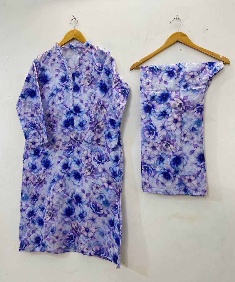 Printed Long Length 2-piece (Lawn) D- 42