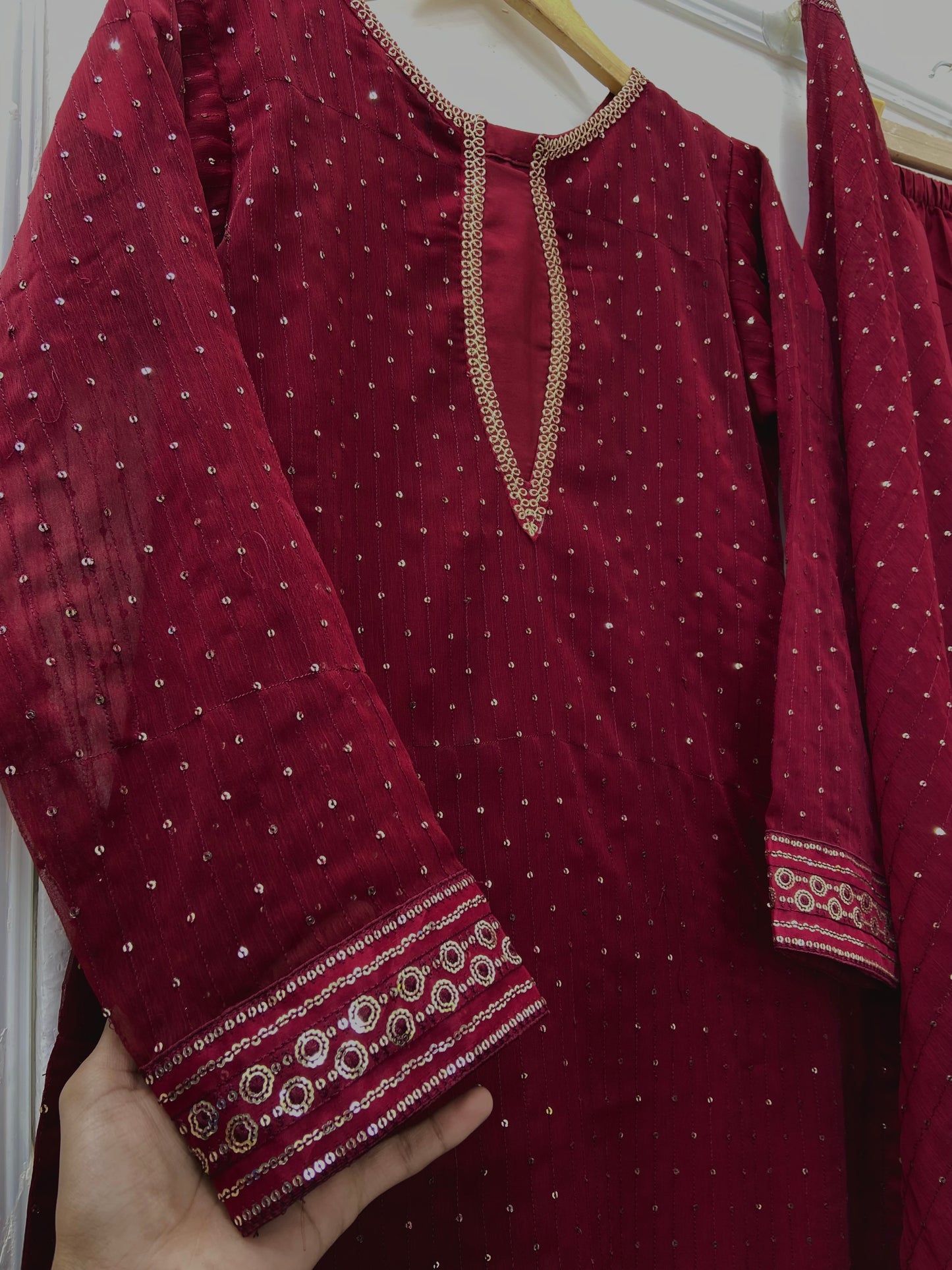 Anarkali Embroidered 3PC (Premium Chiffon) D-415