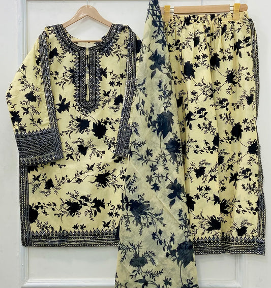Festive Wear 3PC (Premium Lawn) D-495