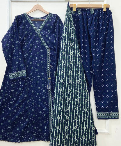 Angrakha Frocks | 3PC Binsaeed Lawn D-653