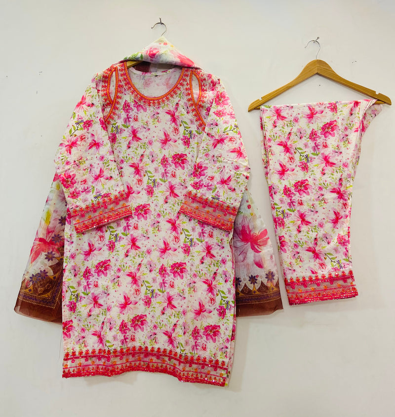 Embroidered Luxury Touch 3PC (Lawn Best Selling) D-56