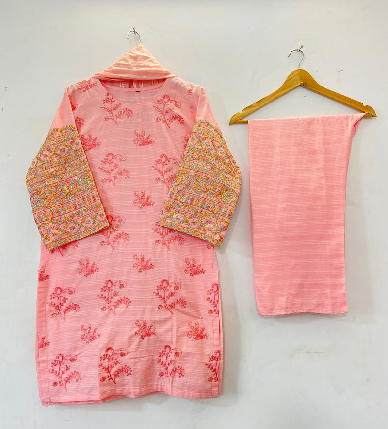 Sequins Embroidered Chic 3PC (Cotton Lawn) D-34