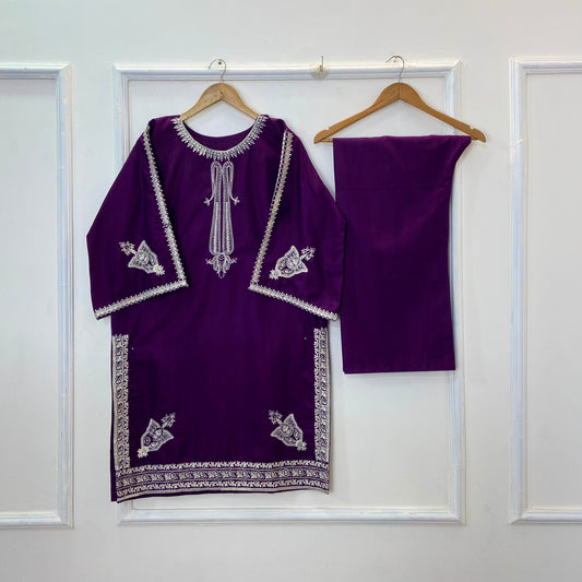 Front & Back Embroidered 2PC (Khaddar) D-320