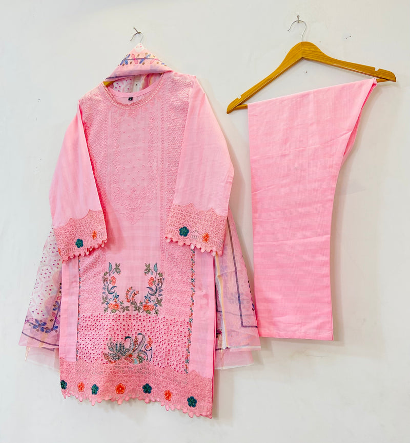 Chicken Kari Embroidered 3PC (Premium Cotton) D-55