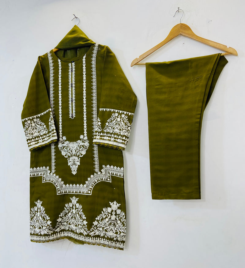 Taj Embroidered 3PC (Premium Cotton) D-51