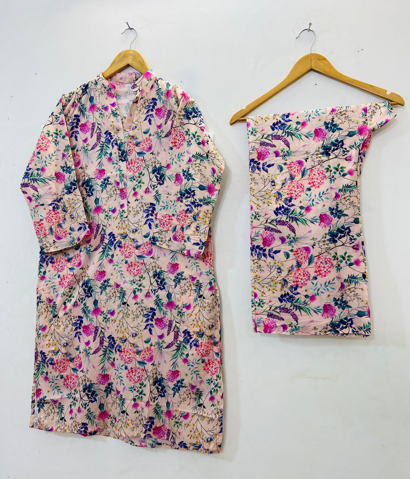 Printed Long Length 2-piece (Lawn) D- 42