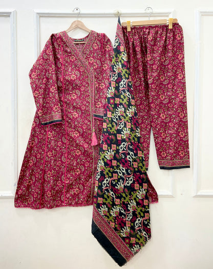Angrakha Frocks | 3PC Binsaeed Lawn D-653