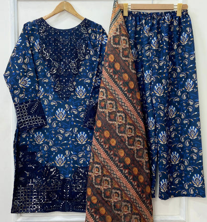 Titli Embroidered 3PC (Bana Dora Silk) D-414
