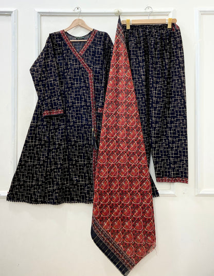 Angrakha Frocks | 3PC Binsaeed Lawn D-653